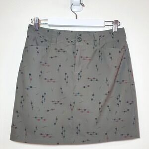 Eddie Bauer‎ Women's Adventurer 2.0 Skort Olive Green Arrow Print UPF 50 Size 4